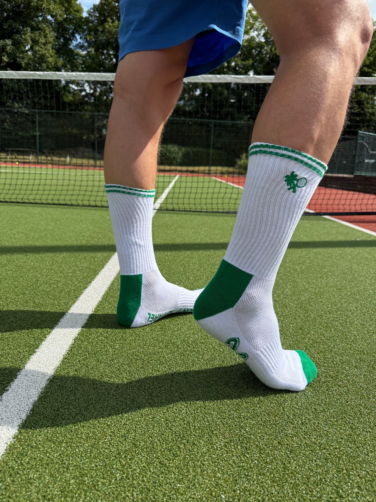 VARSITY SOCKS (ONE PAIR) - WHITE / DEEP GREEN