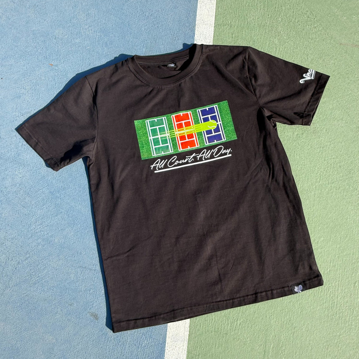 ALL COURT ALL DAY T-SHIRT - UNISEX - BLACK *SALE*