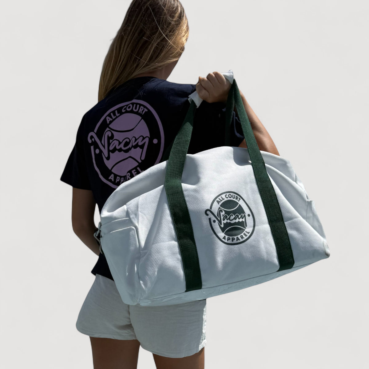 CLASSIC COURT DUFFEL BAG - WHITE / DEEP GREEN *SALE*