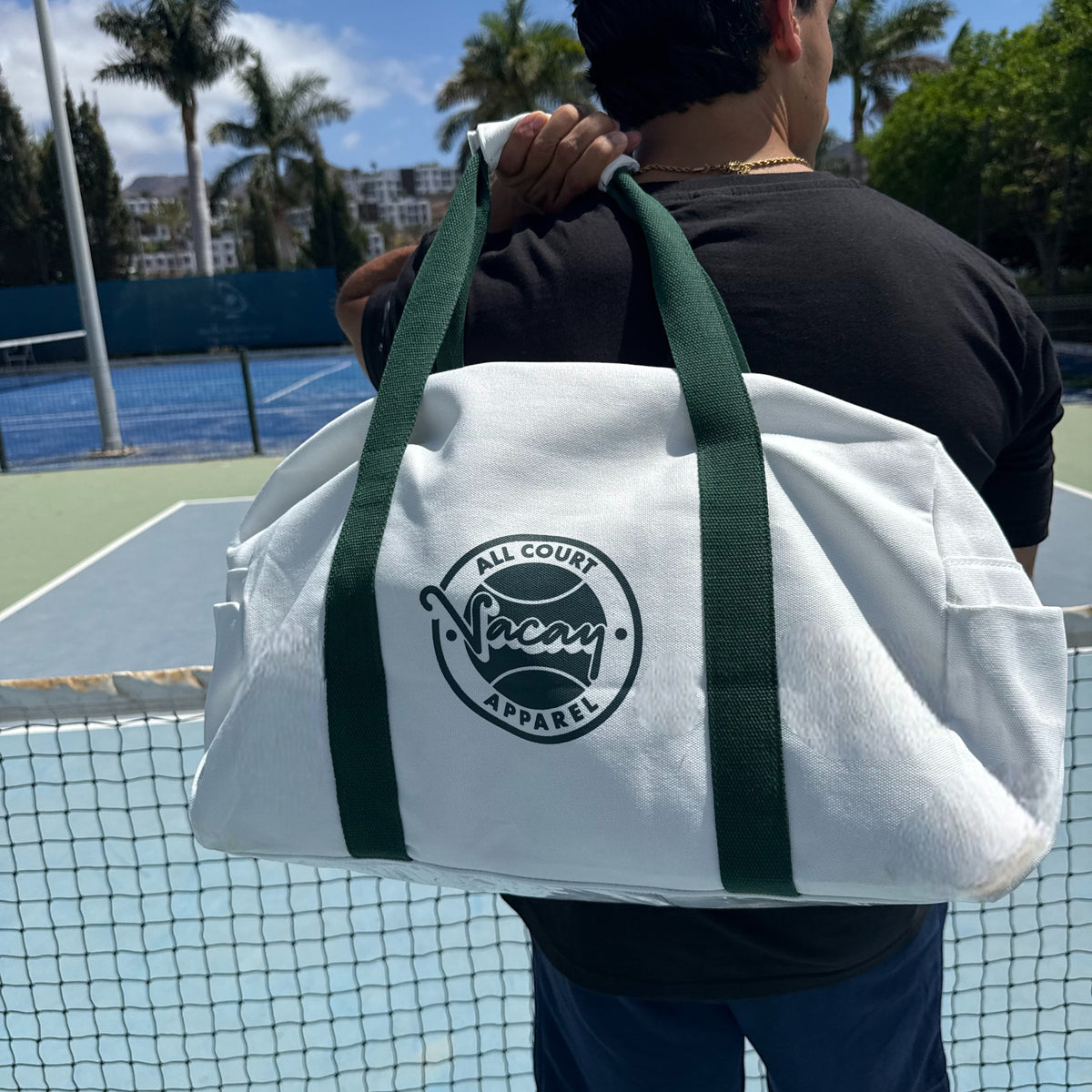 CLASSIC COURT DUFFEL BAG - WHITE / DEEP GREEN *SALE*