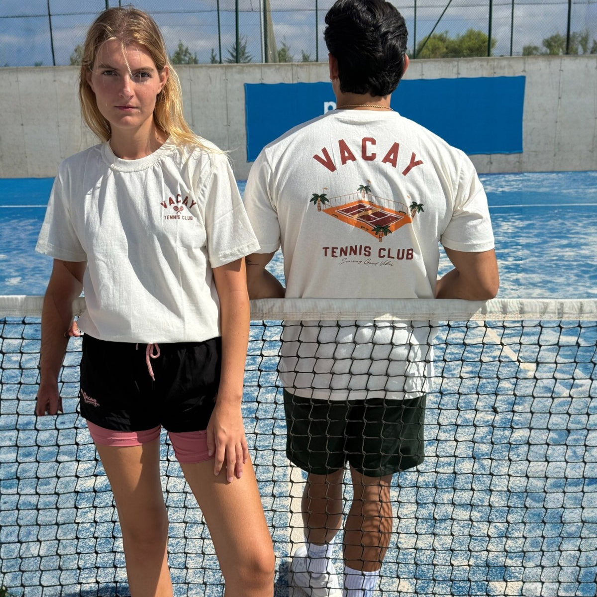 FRENCHY CLUB TENNIS T-SHIRT - UNISEX - SAND/CRIMSON