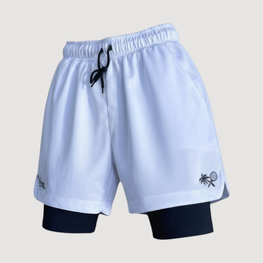 2 IN 1 PERFORMANCE MEN'S TEAM SHORTS - WHITE