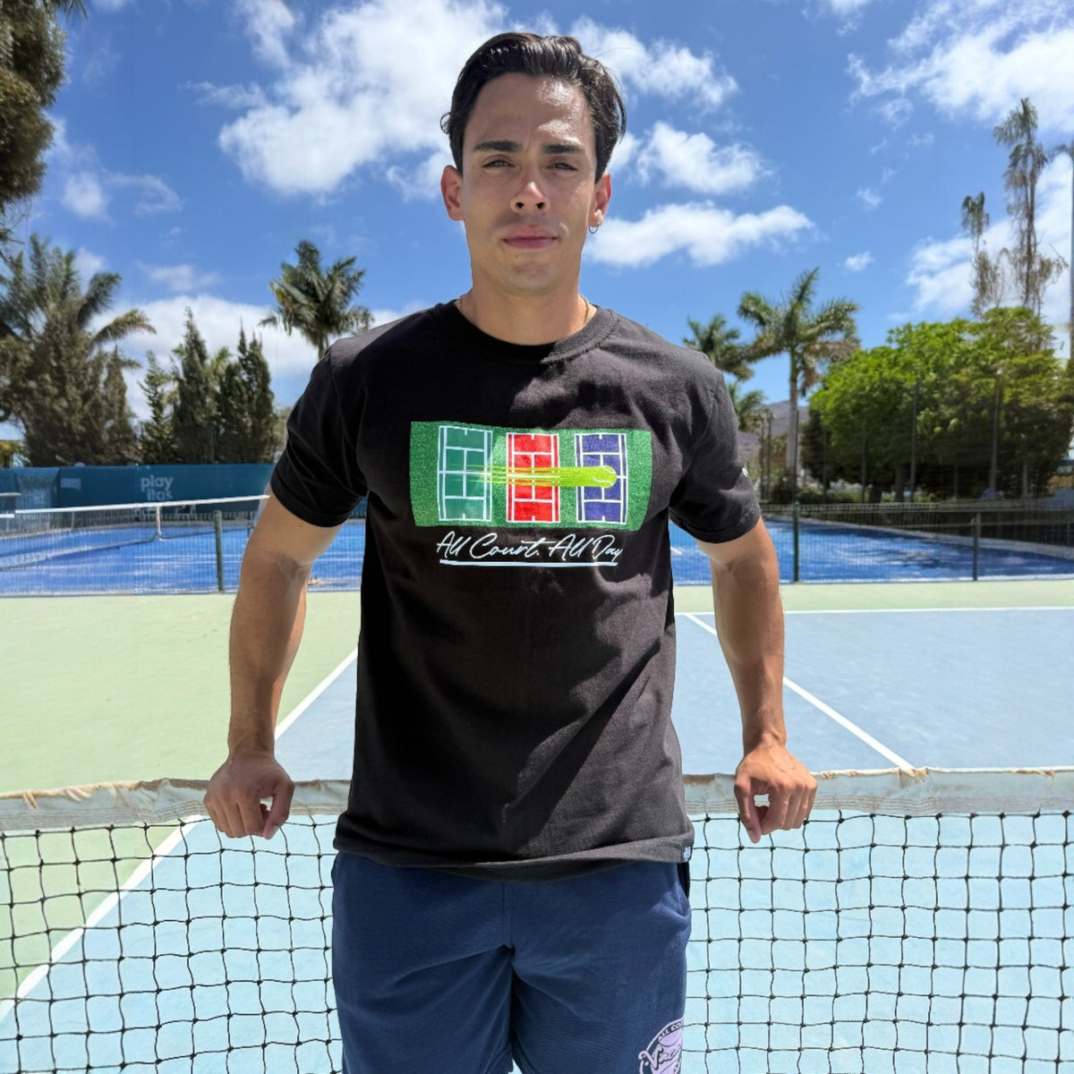 ALL COURT ALL DAY T-SHIRT - UNISEX - BLACK *SALE*