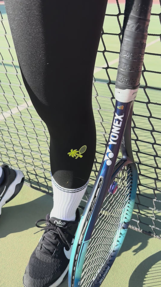 Women's High Rise Training Leggings 7/8 - Pure Black / Yellow *SALE*