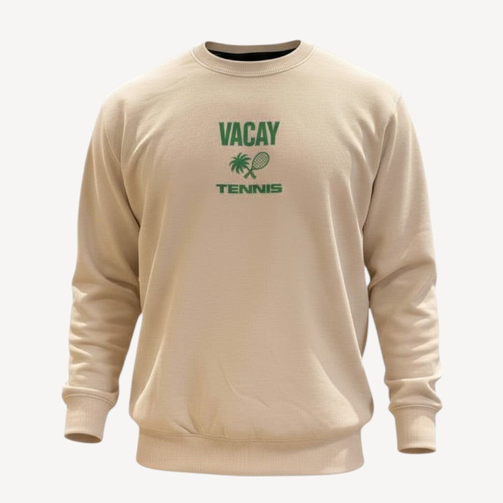 Tennis Club Crew Sweatshirt Unisex (Sand/Deep Green) *SALE*