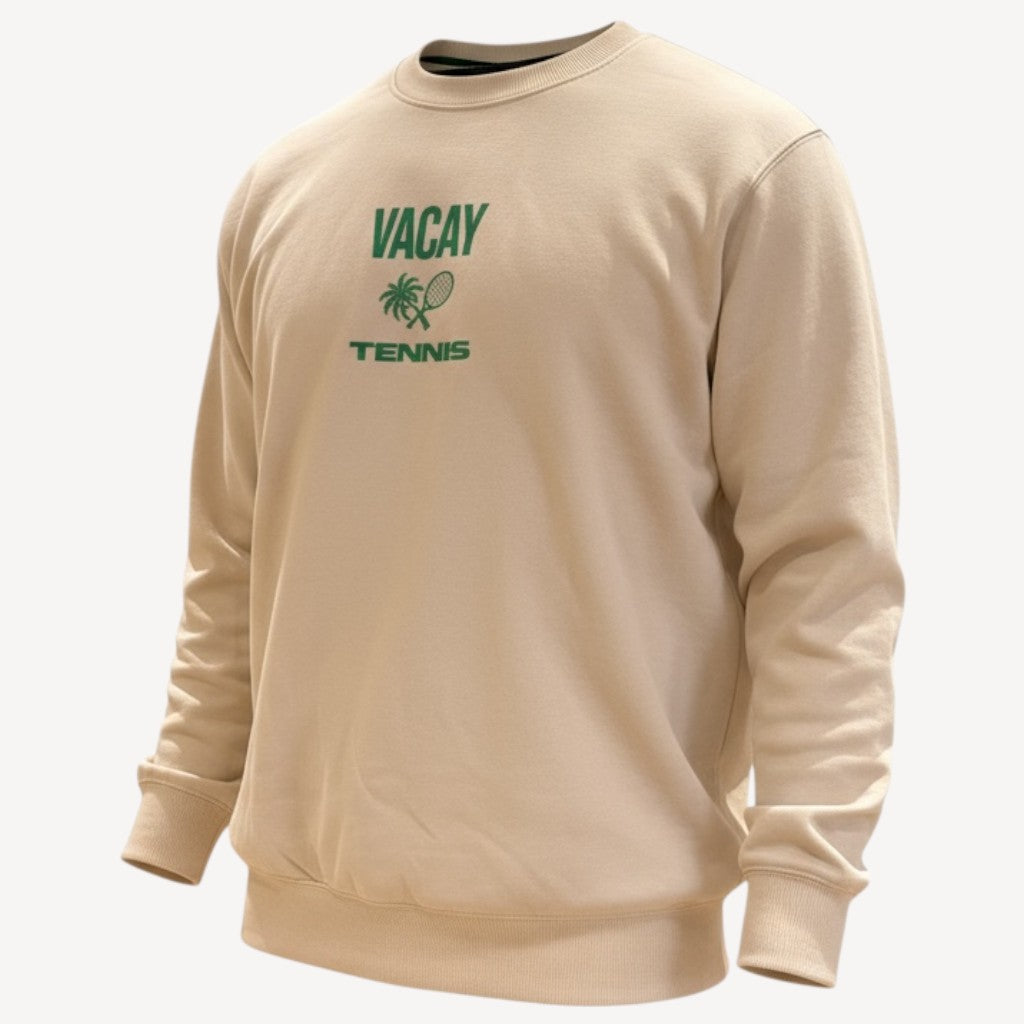 Tennis Club Crew Sweatshirt Unisex (Sand/Deep Green) *SALE*