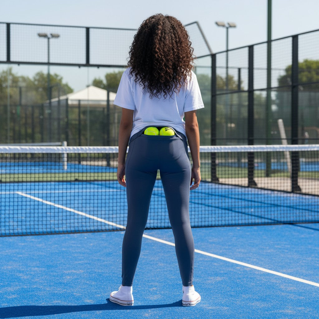Women's High Rise Training Leggings 7/8 - Grey Blue / Violet